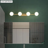 Sleek Gold Linear Vanity Wall Light With Milky Ball Glass Sconce For Bathroom
