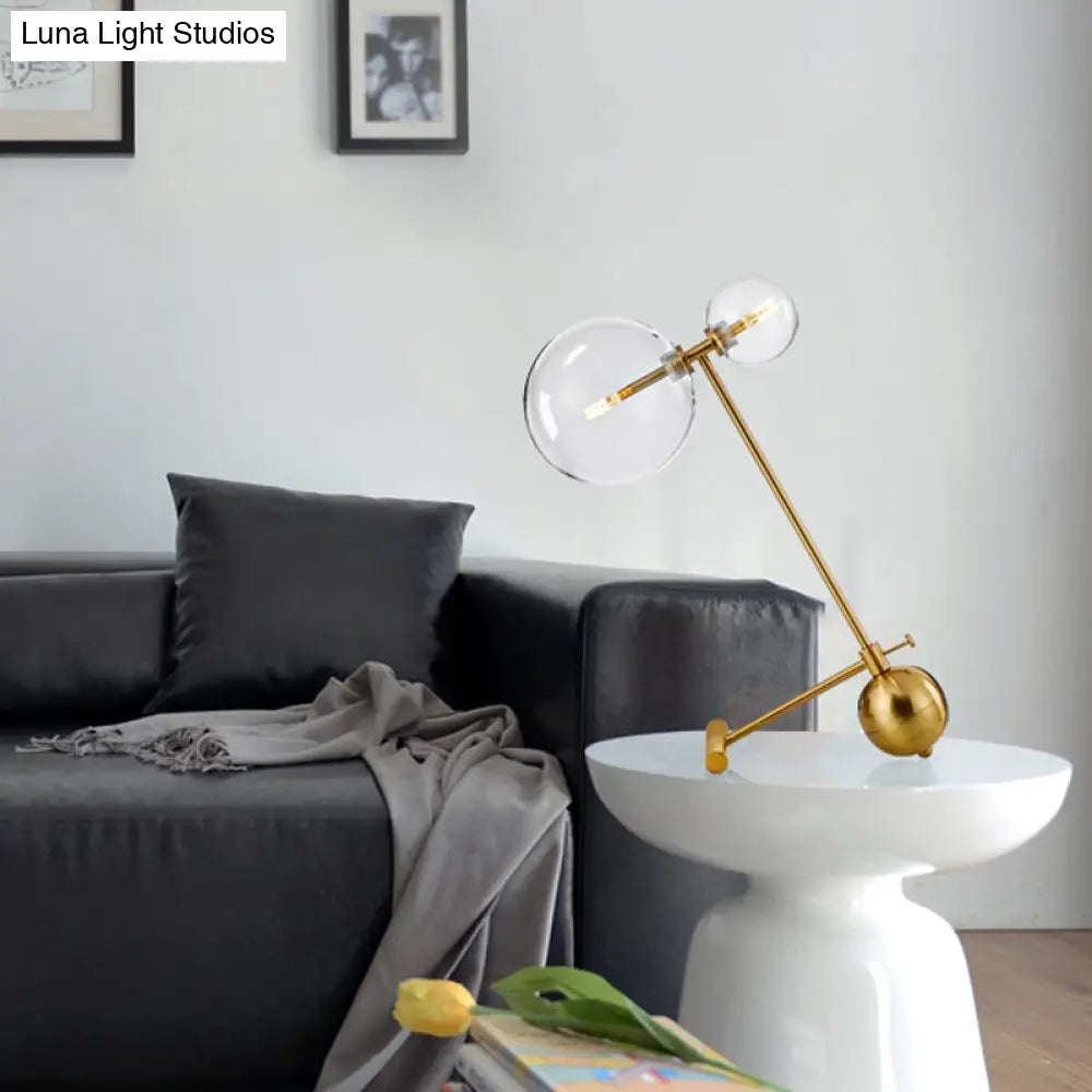 Sleek Gold Orb Nightstand Lamp - Simplicity Design Single Bulb Metal Light For Night Table With