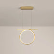 Sleek Gold Round Hanging Lamp Kit - Simplicity Led Metal Suspended Fixture Warm/White Light / White