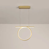 Sleek Gold Round Hanging Lamp Kit - Simplicity Led Metal Suspended Fixture Warm/White Light / White