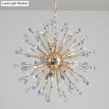 Sleek Gold Sputnik Pendant Light With Crystal Beaded Accents - Postmodern Hanging Fixture