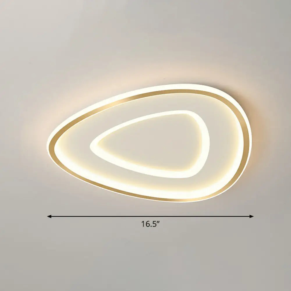 Sleek Gold Teardrop Led Ceiling Light Flush Mount - Simplicity & Style / 16.5’ Remote Control