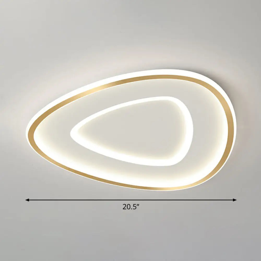 Sleek Gold Teardrop Led Ceiling Light Flush Mount - Simplicity & Style / 20.5’ White