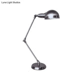 Sleek Industrial Brass/Chrome Swing Arm Desk Lamp With Dome Shade - Ideal For Reading