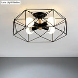 Sleek Industrial Iron Flushmount Ceiling Light: Fan Cage Semi Flush For Living Room