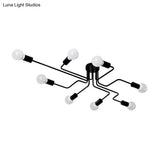 Sleek Industrial Metallic Semi Flush Ceiling Light For Living Room - Maze Mount Lighting