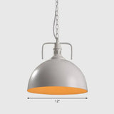 Sleek Iron Dome Pendant Light Fixture With Simplicity Design - Ideal For Restaurants (1 Bulb) White