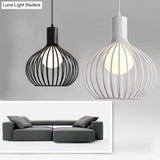 Modern Loft Iron Ceiling Pendant Light For Restaurants - Single-Bulb Spherical Cage Design White / 9
