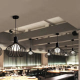 Modern Loft Iron Ceiling Pendant Light For Restaurants - Single-Bulb Spherical Cage Design