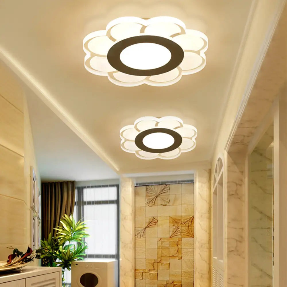 Sleek Led Ceiling Light With Acrylic Shade For Narrow Spaces White / E