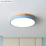 Sleek Led Circle Flush Mount Bedroom Lighting With Acrylic Shade Blue / 12