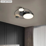 Sleek Led Flush Mount Ceiling Light With Orbit - Inspired Design And Acrylic Shade