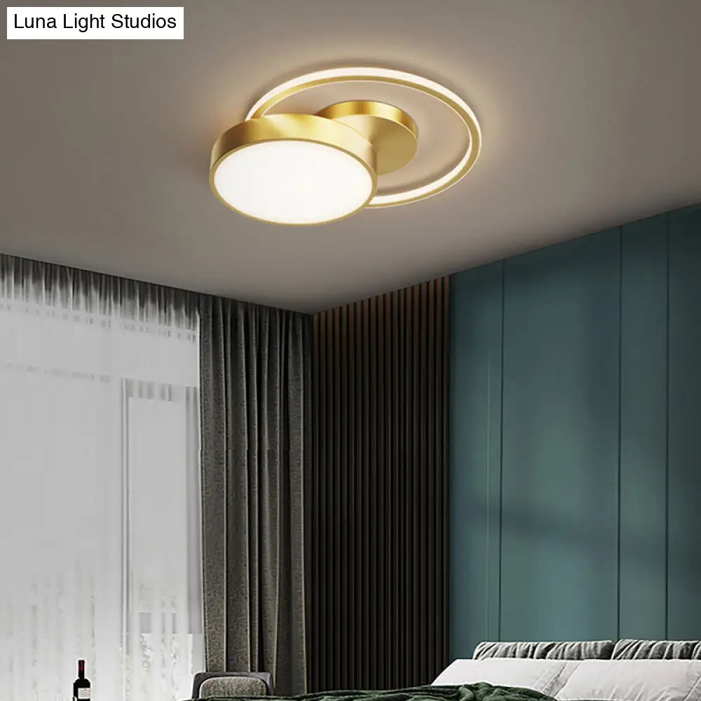 Sleek Led Flush Mount Ceiling Light With Orbit - Inspired Design And Acrylic Shade
