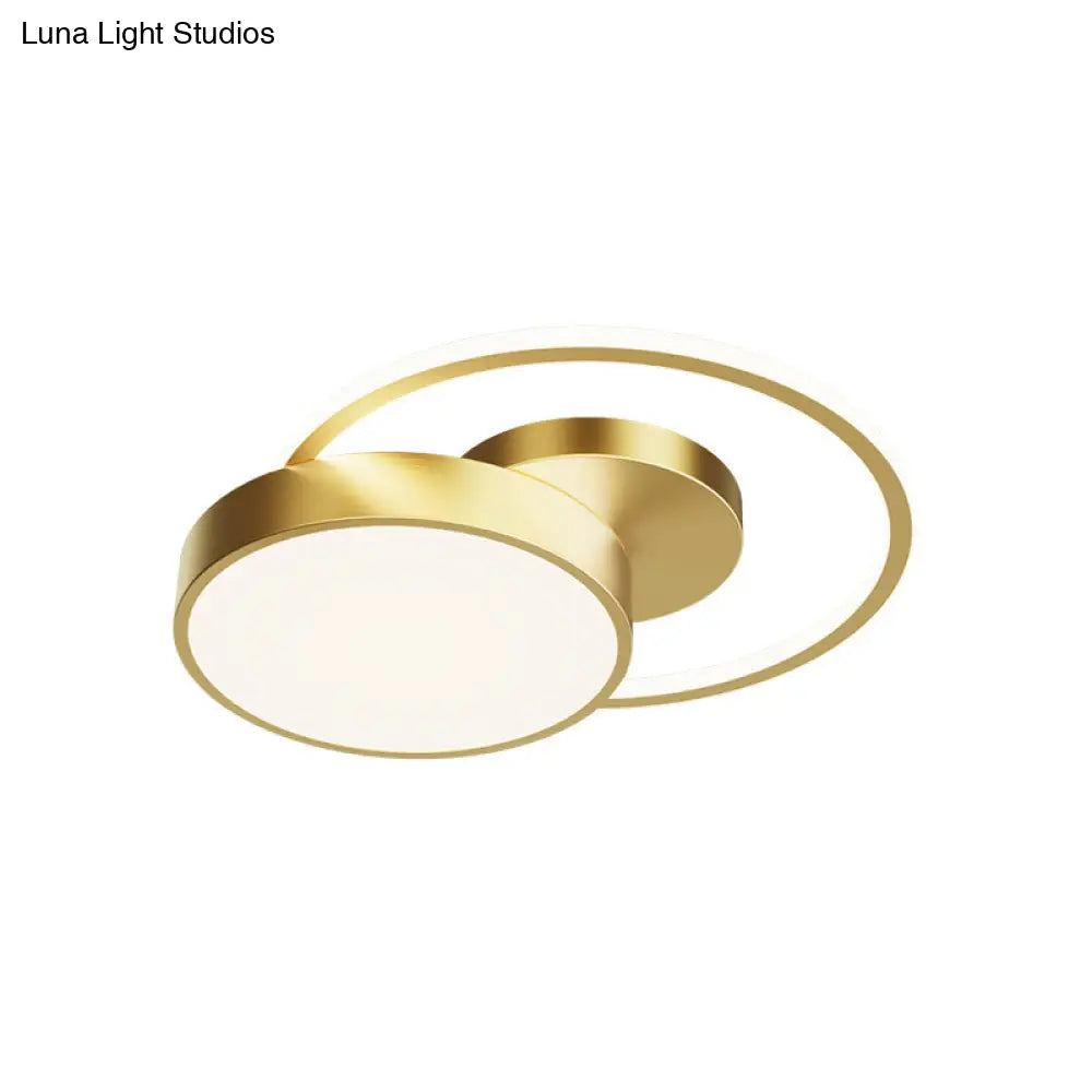 Sleek Led Flush Mount Ceiling Light With Orbit - Inspired Design And Acrylic Shade