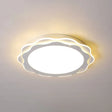 Sleek Led Flush Mount Light Fixture - White Petal Design With Acrylic Shade Close To Ceiling