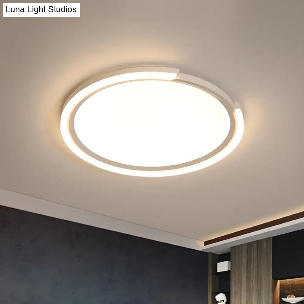 Sleek Led Flushmount Ceiling Lamp | Metallic Shade Warm/White Light 16/19.5/23.5 Diameter White / 16