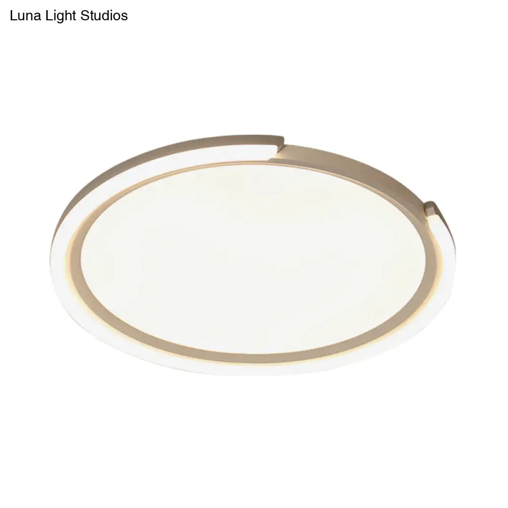 Sleek Led Flushmount Ceiling Lamp | Metallic Shade Warm/White Light 16’/19.5’/23.5’ Diameter
