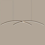 Sleek Led Island Light Fixture For Dining Room - Metal Line Art Hanging Black / Warm Arc