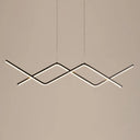 Sleek Led Island Light Fixture For Dining Room - Metal Line Art Hanging Black / White Curved