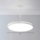 Sleek Led Pendant Chandelier - Circular Acrylic Meeting Room Light Fixture White / 12’ Third Gear