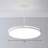 Sleek Led Pendant Chandelier - Circular Acrylic Meeting Room Light Fixture White / 16’ Third Gear