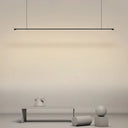 Sleek Led Pendant Lamp For Kitchen Bar Island - Minimalist Thin Rod Design Metal Construction Black