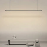 Sleek Led Pendant Lamp For Kitchen Bar Island - Minimalist Thin Rod Design Metal Construction Black
