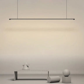 Sleek Led Pendant Lamp For Kitchen Bar Island - Minimalist Thin Rod Design Metal Construction Black