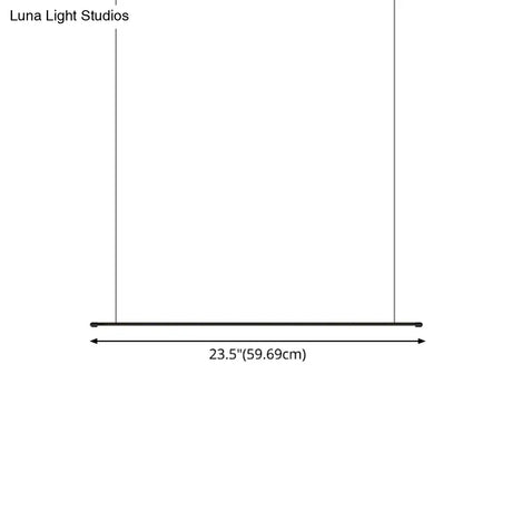 Sleek Led Pendant Lamp For Kitchen Bar Island - Minimalist Thin Rod Design Metal Construction Black