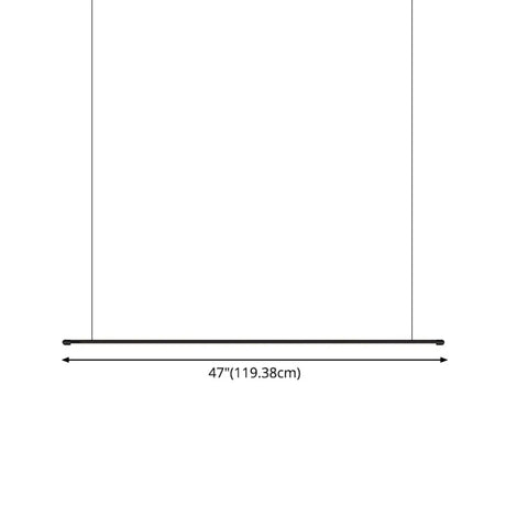 Sleek Led Pendant Lamp For Kitchen Bar Island - Minimalist Thin Rod Design Metal Construction Black
