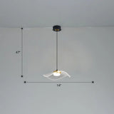 Sleek Led Pendulum Light: Ruffled Design Clear Acrylic Ideal For Dining Room / 14’ White