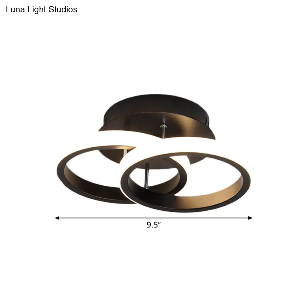 Sleek Led Semi Flush Mount Ceiling Fixture - Modern Black Corridor Light With Metal Shade Choice Of
