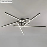 Sleek Led Semi Flush Mount Ceiling Light Fixture For Living Room Minimalist Metal Design 5 / Black