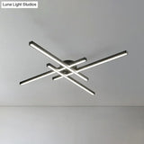 Sleek Led Semi Flush Mount Ceiling Light Fixture For Living Room Minimalist Metal Design 4 / Black
