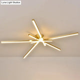 Sleek Led Semi Flush Mount Ceiling Light Fixture For Living Room Minimalist Metal Design 5 / Gold