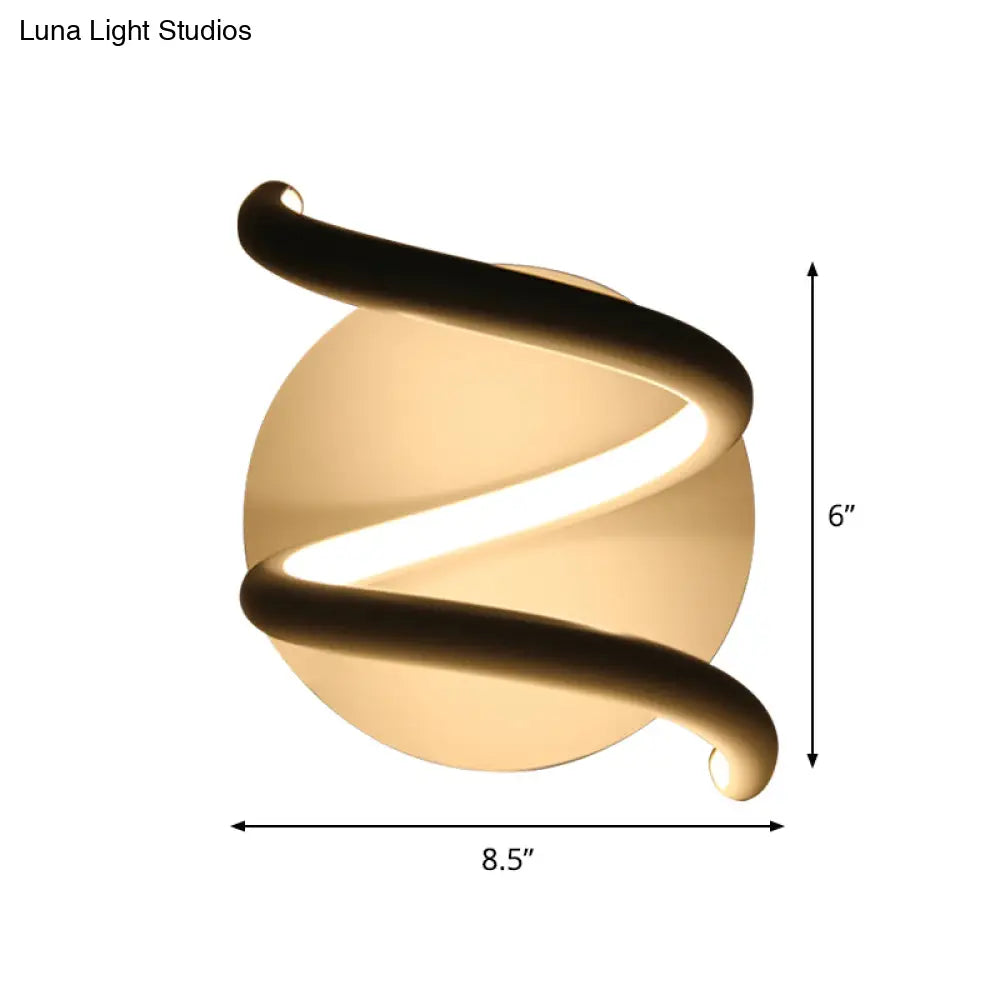 Sleek Led White Wall Sconce: Acrylic Spiral Light Fixture With Minimalist Design