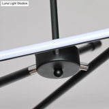 Sleek Linear Tube Metal Chandelier - Black Led Hanging Lamp For Living Room