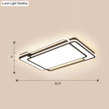 Sleek Living Room Illumination: Black Acrylic Led Rectangular Flush Mount Ceiling Lamp / 35.5 Third