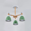 Sleek Macaron Bell Chandelier Metal Hanging Light With Wooden Rod Perfect Bedroom Lighting 3 / Green