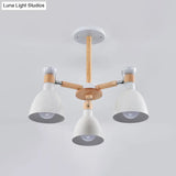 Sleek Macaron Bell Chandelier Metal Hanging Light With Wooden Rod Perfect Bedroom Lighting