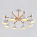 Sleek Macaron Bell Chandelier Metal Hanging Light With Wooden Rod Perfect Bedroom Lighting 8 / White