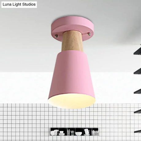 Sleek Macaron Conic Semi Flushmount Light - Grey/Pink/Yellow/Green