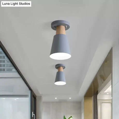 Sleek Macaron Conic Semi Flushmount Light - Grey/Pink/Yellow/Green
