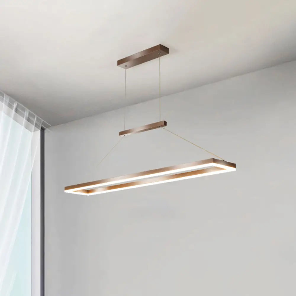 Sleek Metal Island Ceiling Led Pendant Light For Dining Room - Simplicity And Style Coffee / 35.5