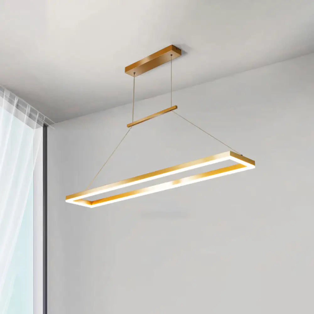 Sleek Metal Island Ceiling Led Pendant Light For Dining Room - Simplicity And Style Gold / 35.5