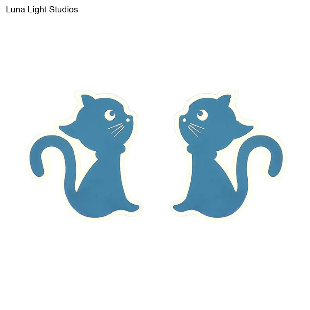 Sleek Metal Kitten Wall Light - Vibrant Macaron Colors For Bedroom Or Kindergarten