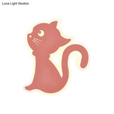 Sleek Metal Kitten Wall Light - Vibrant Macaron Colors For Bedroom Or Kindergarten