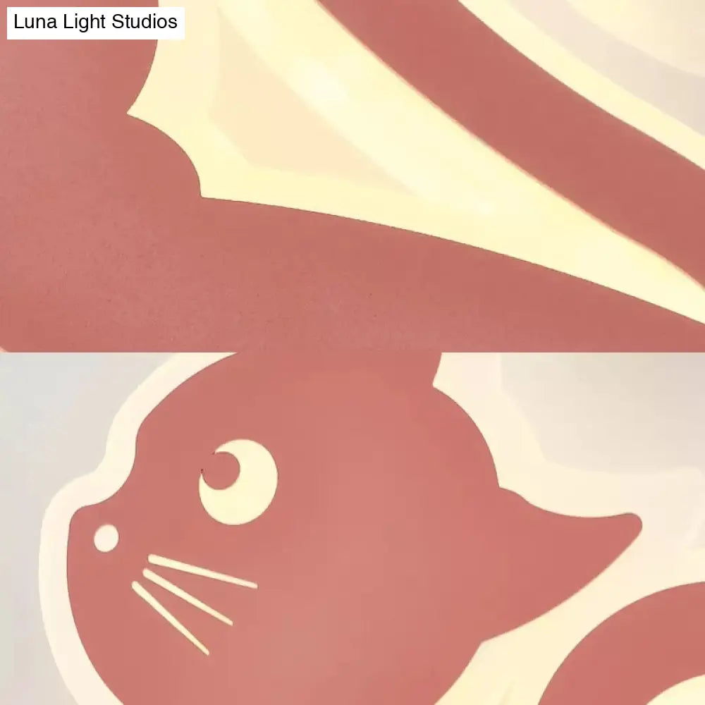 Sleek Metal Kitten Wall Light - Vibrant Macaron Colors For Bedroom Or Kindergarten