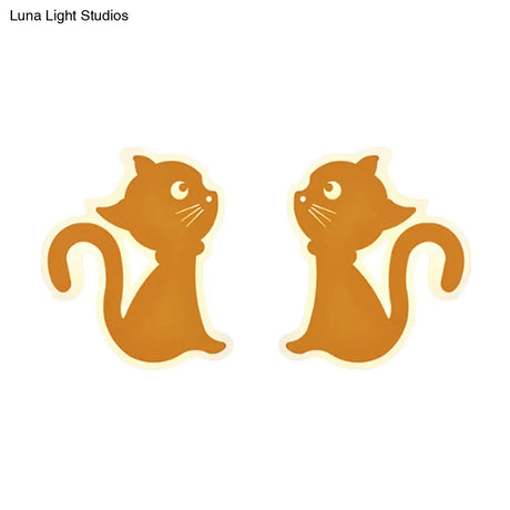 Sleek Metal Kitten Wall Light - Vibrant Macaron Colors For Bedroom Or Kindergarten