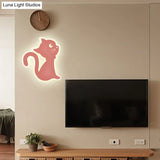 Sleek Metal Kitten Wall Light - Vibrant Macaron Colors For Bedroom Or Kindergarten